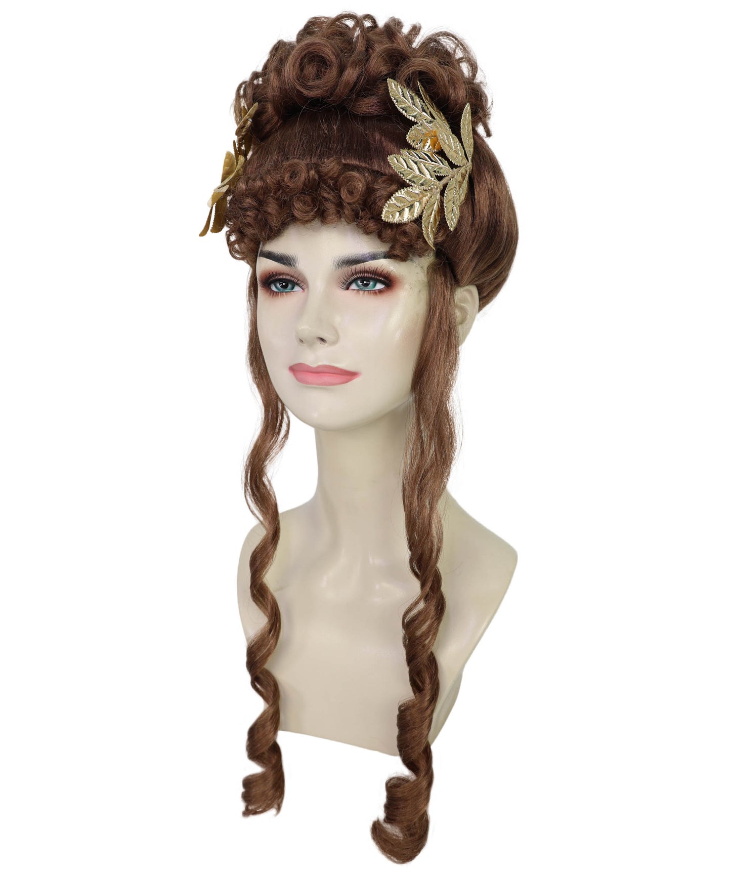 Women's Laurel Leaf Headpiece with Gold Wig | Roman & Greek Goddess-Inspired Accessory for Halloween & Themed Events | Premium Synthetic Hair with Adjustable Fit