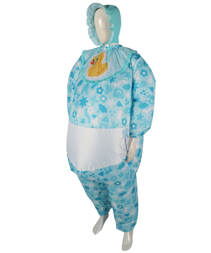 HPO Adult Blue and White Printed Inflatable Costume | Funny Oversized Jumpsuit | Ideal for Halloween