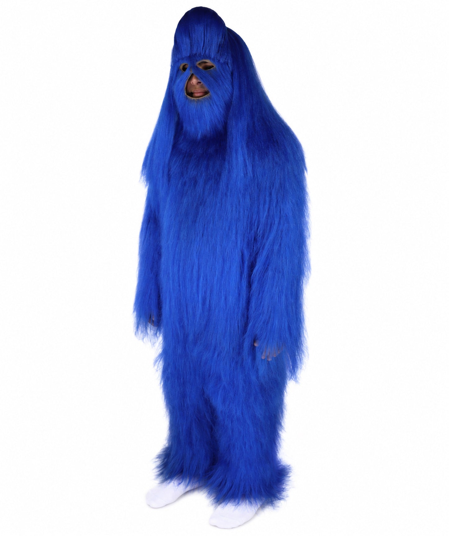 HPO Unisex Extreme Hairy Person Costume, Mask and Bundle - Full-Body Hair Suit Extra-Long Ash Brown Costume Wig for Halloween, Cosplay & Parties