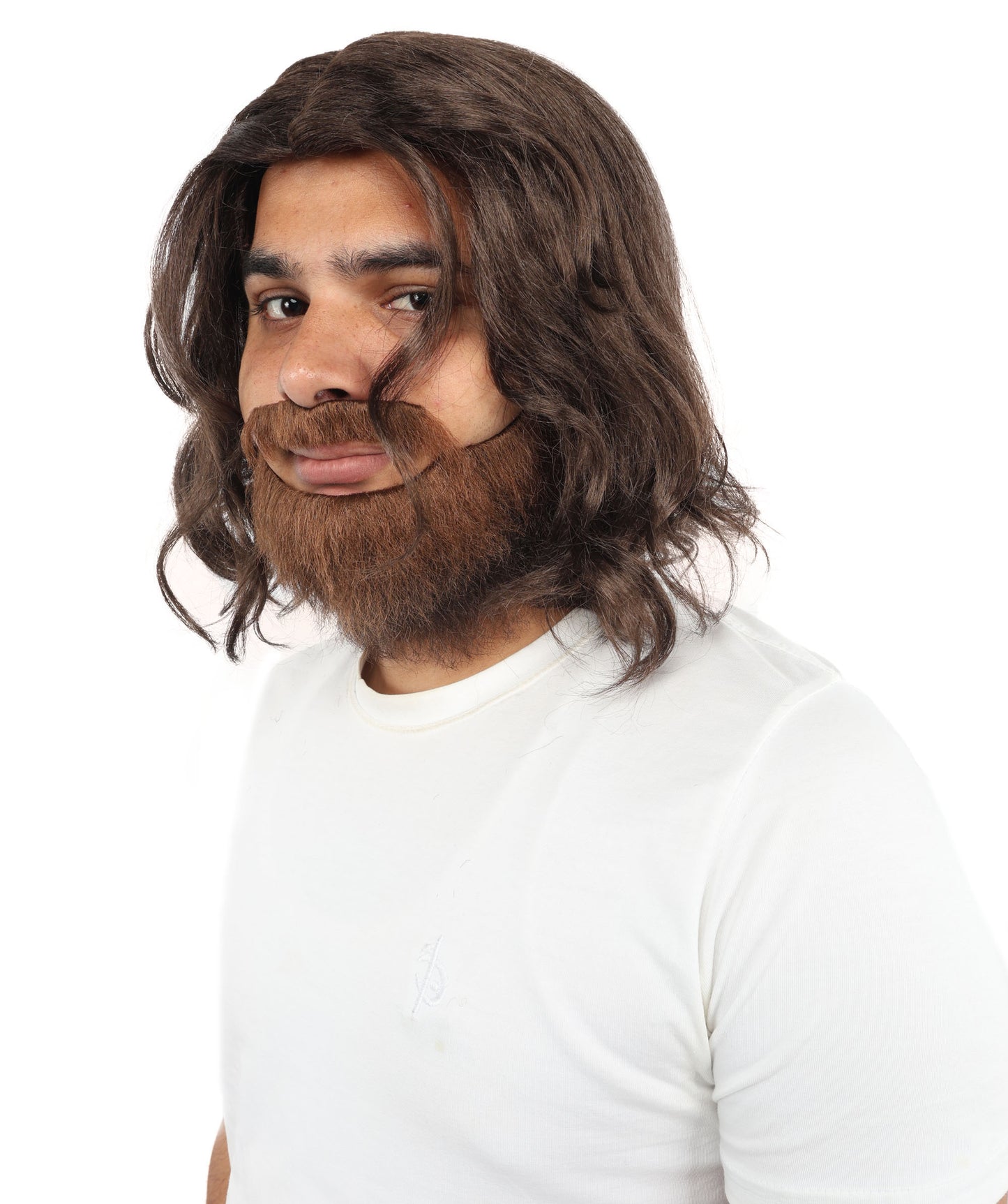 HPO Long Brown Wavy Wig Beard & Mustache Set for Men – Rugged Look Costume Accessory | Ideal for Post-Apocalyptic Themed Events, Fancy Dress & Cosplay