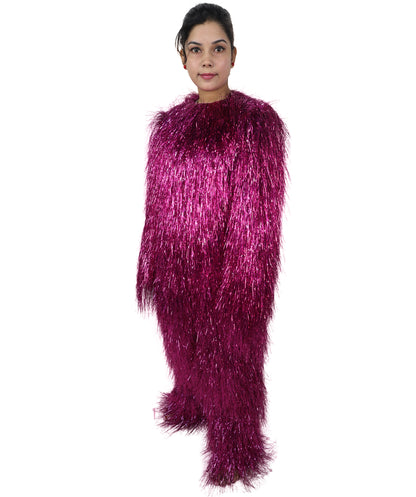 HPO Unisex Teen Extreme Tinsel Hairy Person Costume Bundle & Mask Set - Full-Body Tinsel Hair Suit Extra-Long Costume Wig for Halloween, Cosplay & Parties - Multiple Color Options