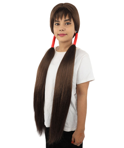 HPO Women's Extra Long Pigtail Wig | Multicolor Options | Floor Length Straight Twin Tails with Bangs, Heat Friendly Synthetic Fiber & Adjustable Cap | Halloween, Fairy Roleplay, Magical Girl Theme, Theater & Carnival