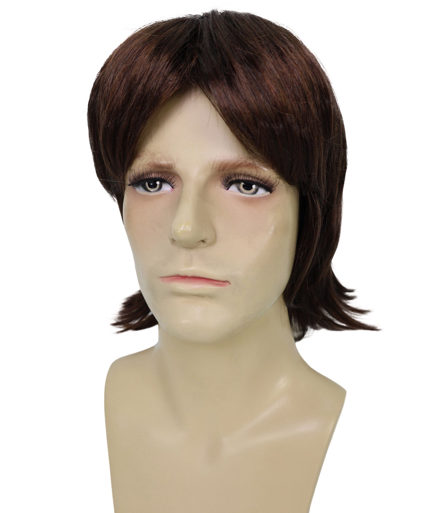 HPO Adult Male WIG 70s Heartthrob – Wavy Brown Wigs, Halloween and Cosplay Retro Themed Events, Premium Breathable Capless Cap