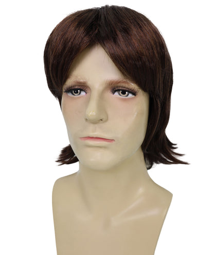 HPO Adult Male WIG 70s Heartthrob – Wavy Brown Wigs, Halloween and Cosplay Retro Themed Events, Premium Breathable Capless Cap
