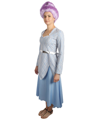 Women’s Animated Movie Fairy Godmother Light Blue Gown Costume | Best for Halloween | Flame-retardant Materials