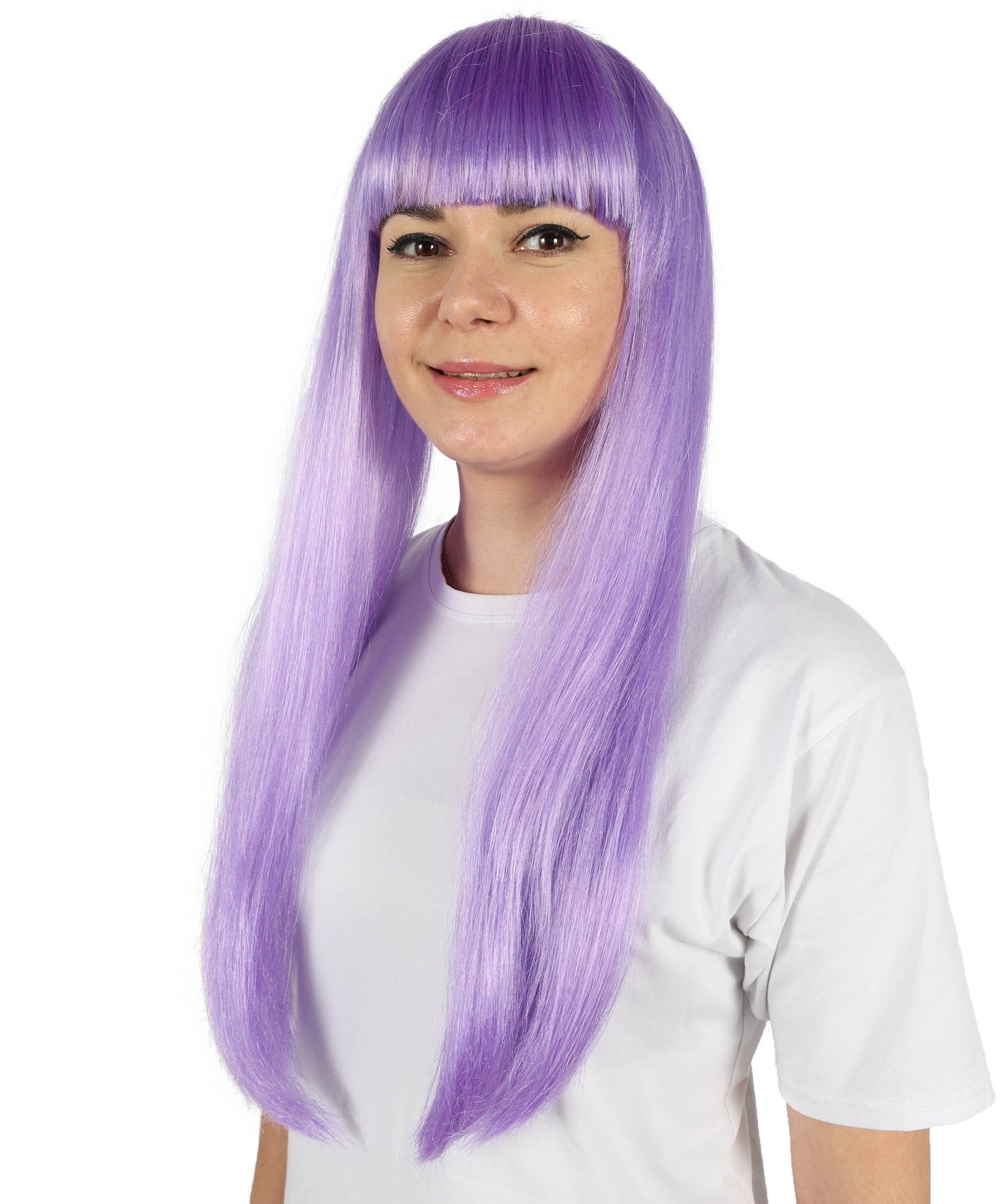 HPO Women's Vibrant Lavender Roleplay Purple Wig | Flame-resistant Synthetic Fiber with Capless Cap | Ideal for party, Halloween, cosplay, theater, drag, performance, costume events