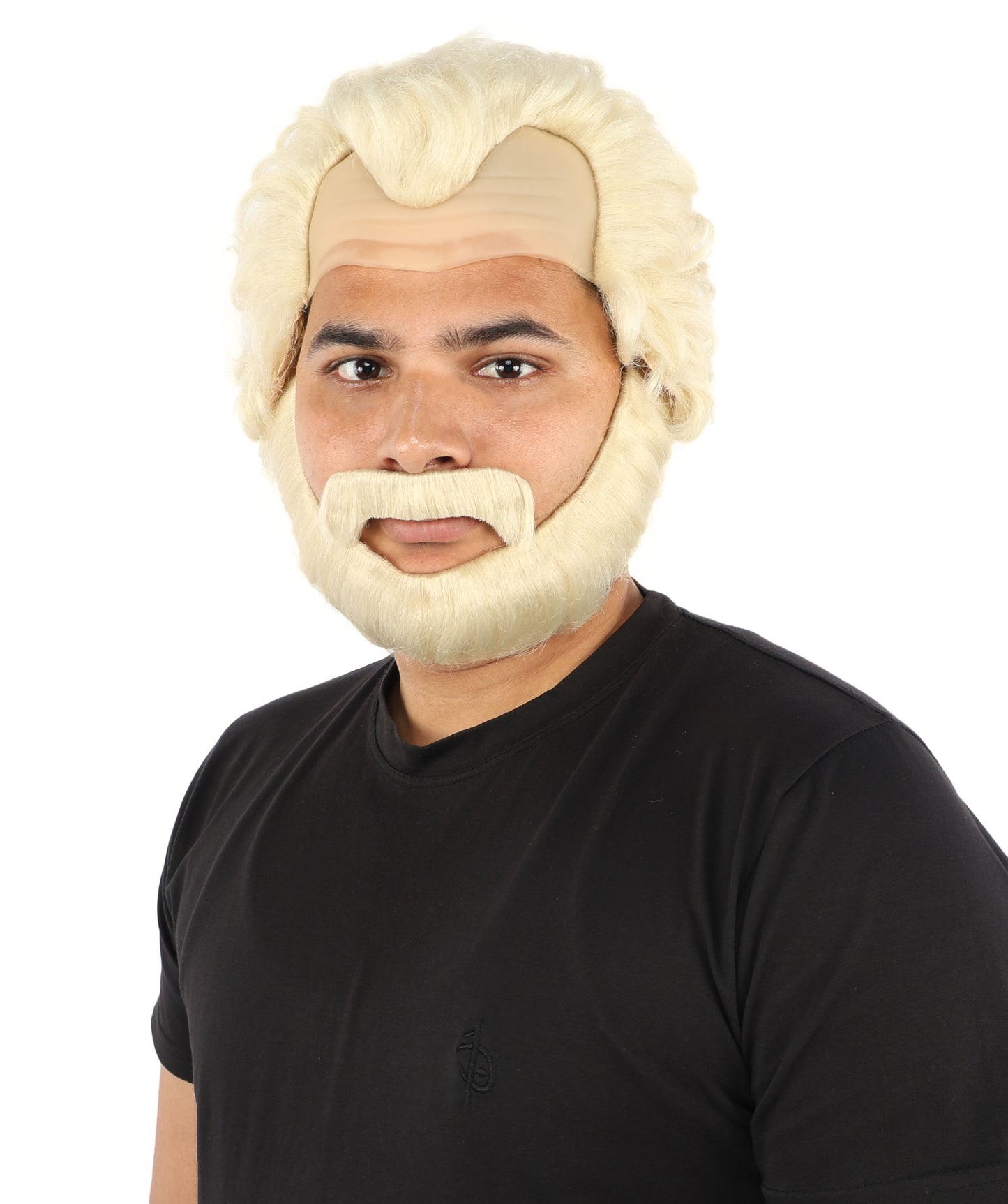HPO Men’s Short Brown Curly Wig Beard & Mustache Set – Messy Sleepy Style Wig with Natural Afro Curls | Animated Movie-Inspired for Halloween & Cosplay Characters