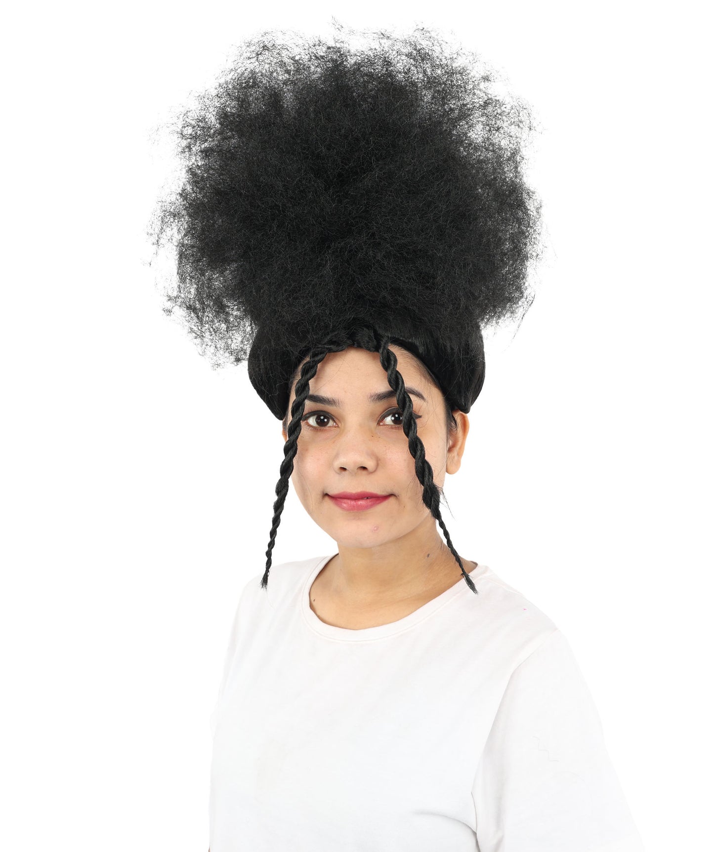 HPO Women’s Afro Puff Black Wig with Natural-Textured Curls | High-Puff Synthetic Wig for Halloween and Cosplay | Capless Design | Soft Volume & Style for Festival Fashion