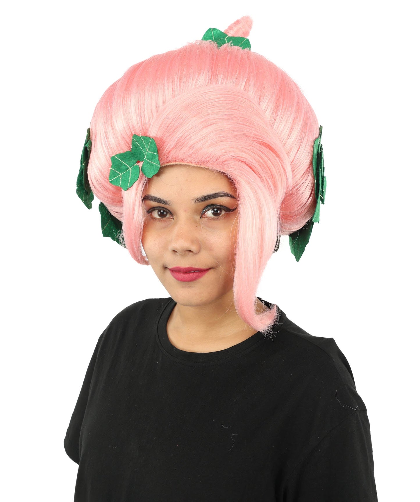 HPO Adult Women's Sculpted Pumpkin Show Wig | Multiple Color Options | Create of synthetic fiber, massive spherical updo with green leaf accents, breathable base | Halloween, theater, drag, performance, party, costume events