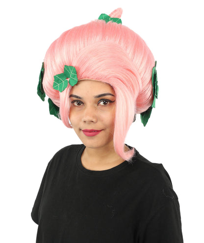 HPO Adult Women's Sculpted Pumpkin Show Wig | Multiple Color Options | Create of synthetic fiber, massive spherical updo with green leaf accents, breathable base | Halloween, theater, drag, performance, party, costume events