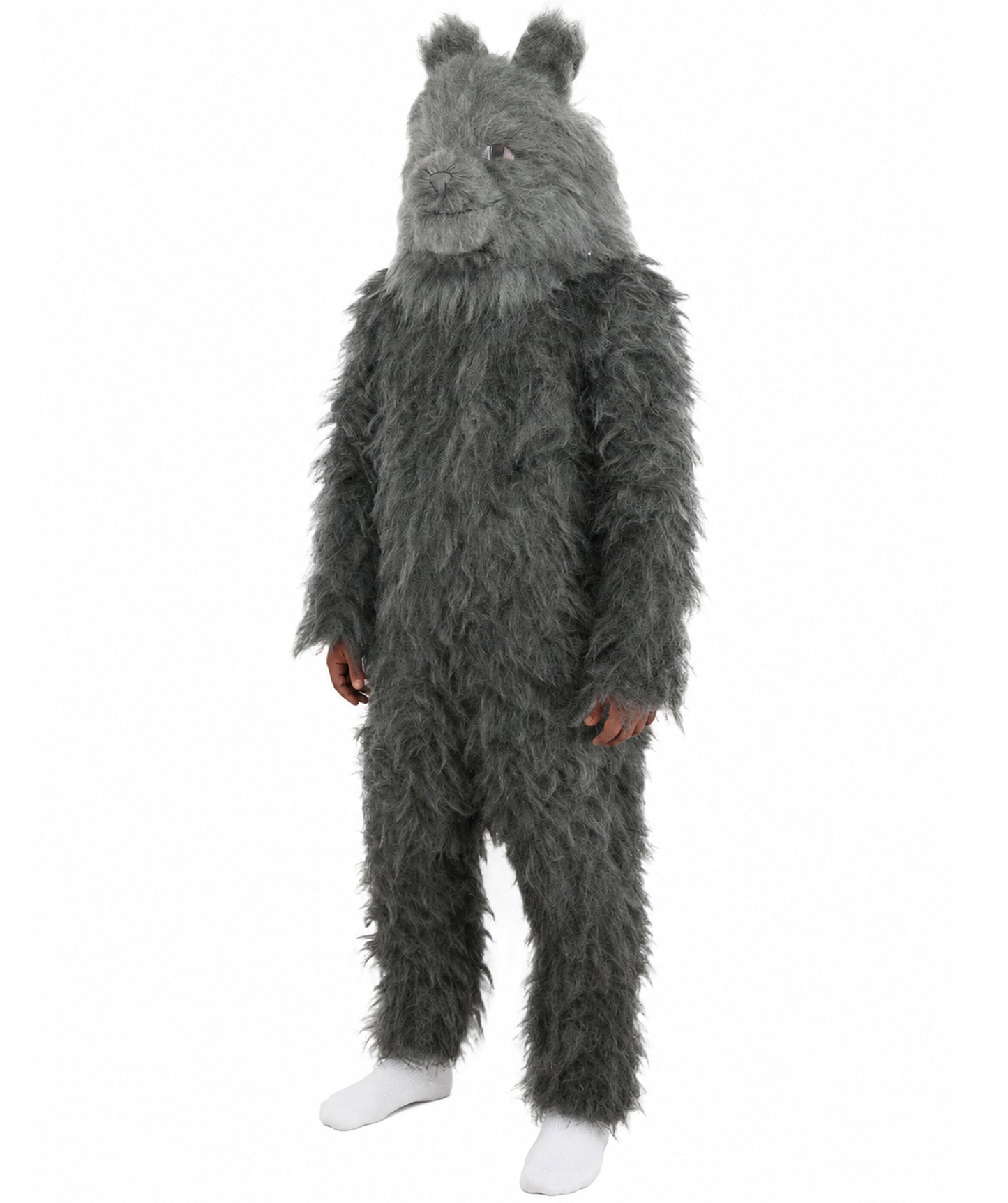 HPO Unisex Dark Grey Wolf Mascot Costume Bundle & Mask Set | Realistic Animal Full Coverage Outfit | Crafted for Parties and Cosplay events