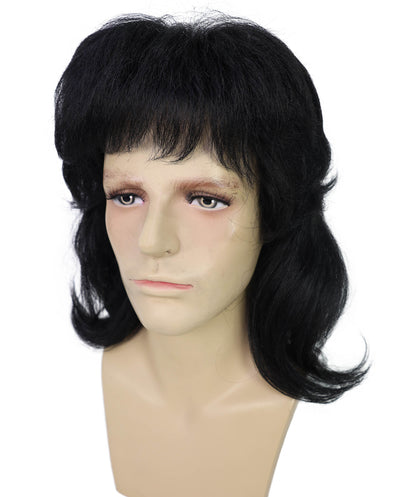 HPO  Men’s Signer-Inspired Black Wavy Wig | Halloween and Cosplay Wig | Flame-retardant Synthetic Fiber