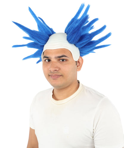 HPO Adult Men's Spiky Bald Illusion Wig | Multiple Color Options  |  Two-tone vibrant hue, create of synthetic fiber, stiff spiked volume, integrated forehead piece | Party, Halloween, theater, drag, performance, costume events