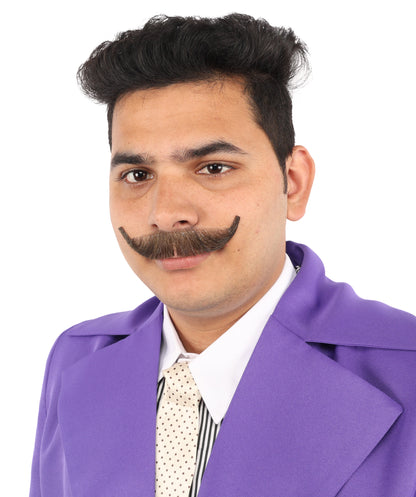 HPO  Men's Fake Human Hair Virtual Salesman Mustache | Brown Color