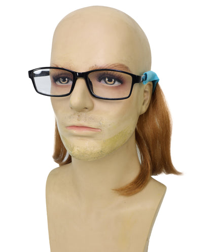 70s 80s Mullet Wig with Eyewear Retainer | Retro Costume Hairpiece for Men and Women | Synthetic Lightweight Party Accessory for Festivals and Theme Events