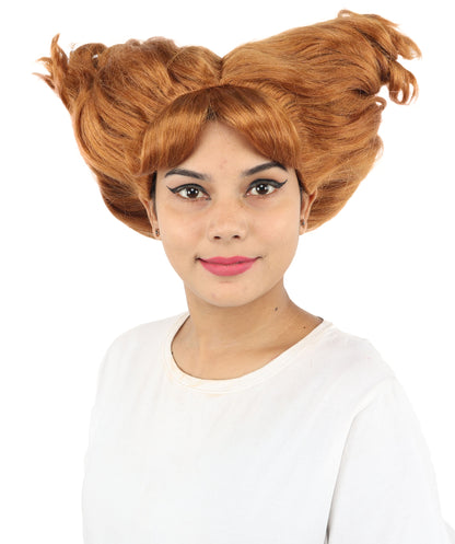 HPO Women's Theatrical Structured Fantasy wig | Warm Brown, created of flame-retardant synthetic fiber, extreme wide side volume, capless base | Theater, stage performance, drag events