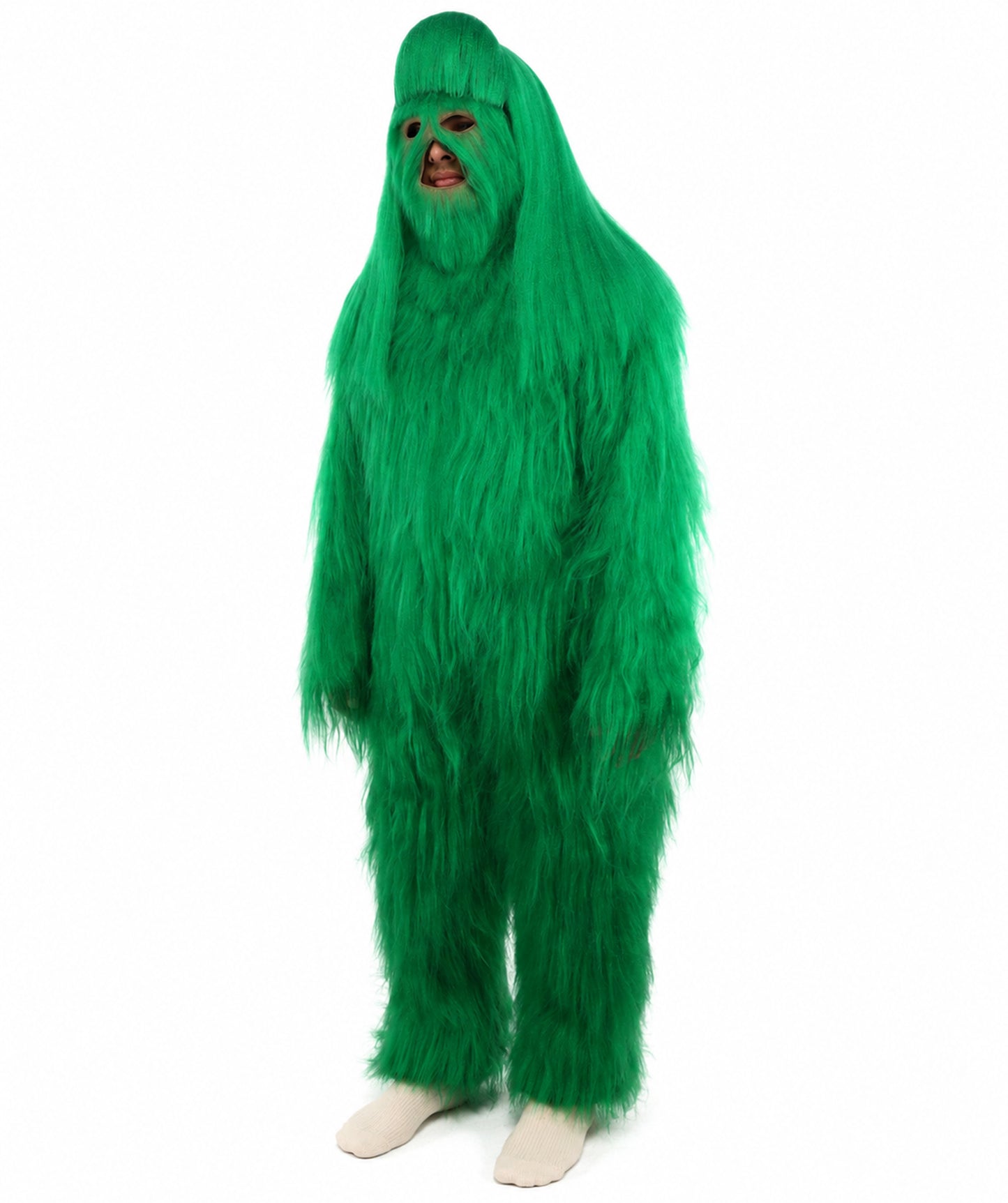 HPO Unisex Extreme Hairy Person Costume, Mask and Bundle - Full-Body Hair Suit Extra-Long Ash Brown Costume Wig for Halloween, Cosplay & Parties