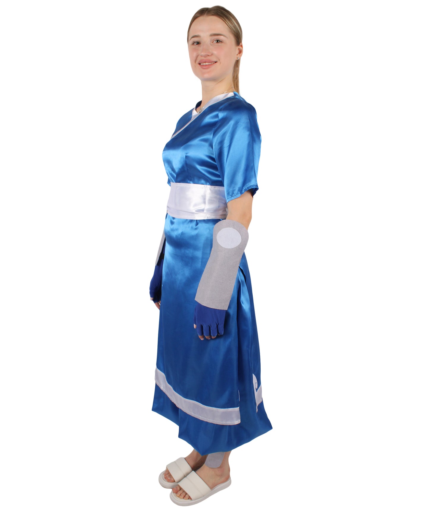 HPO Women's American Anime Series Water Controller Blue & White Long Costume Set I Suitable for Halloween I Flame-retardant Synthetic Fabric