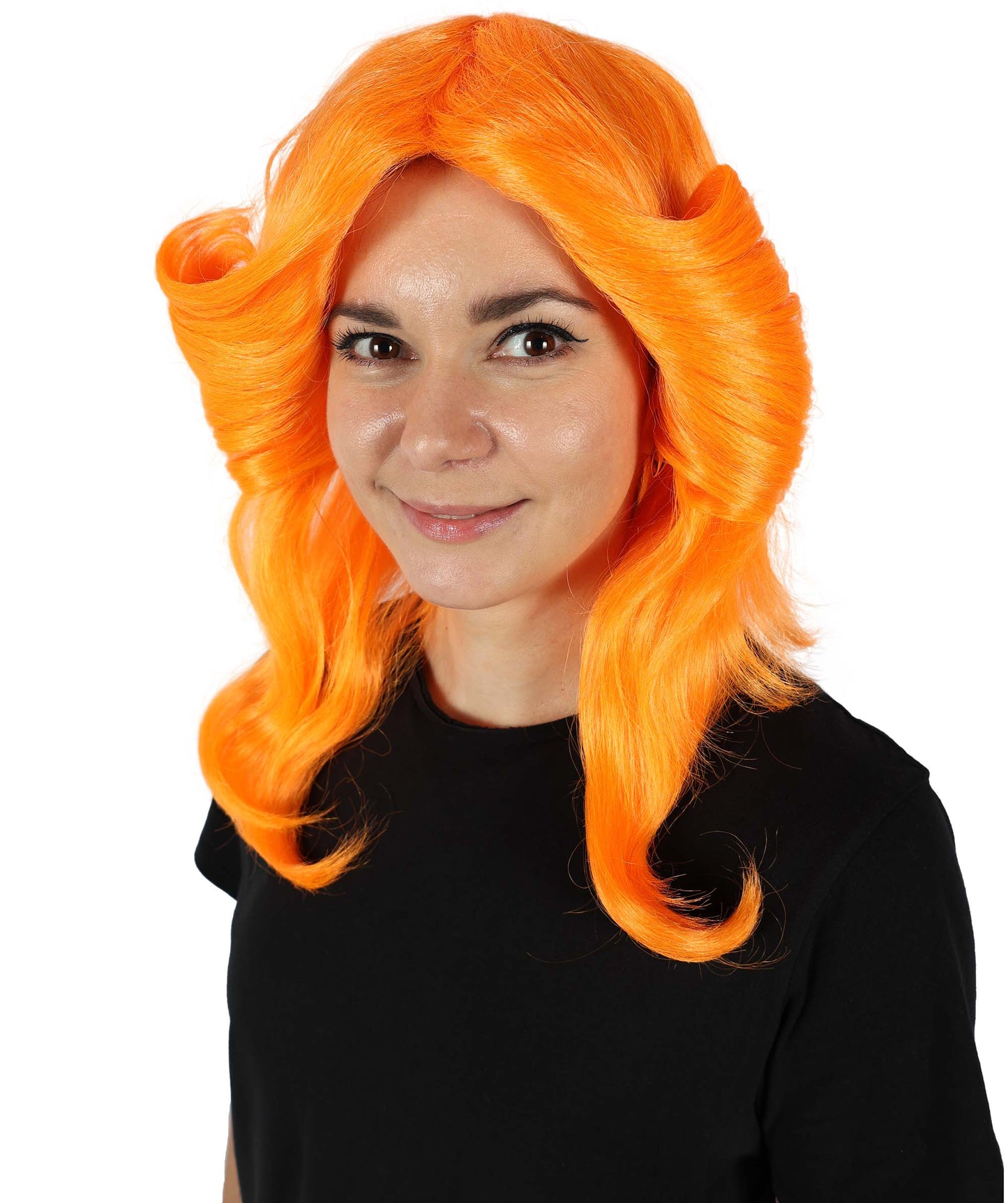 HPO Women's 70's Flick Multiple Color Retro Wig, Flame-retardant Synthetic Fiber