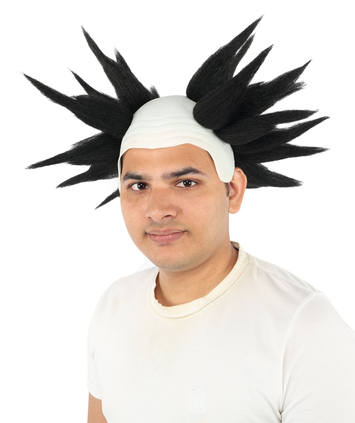 HPO Adult Men's Spiky Bald Illusion Wig | Multiple Color Options  |  Two-tone vibrant hue, create of synthetic fiber, stiff spiked volume, integrated forehead piece | Party, Halloween, theater, drag, performance, costume events