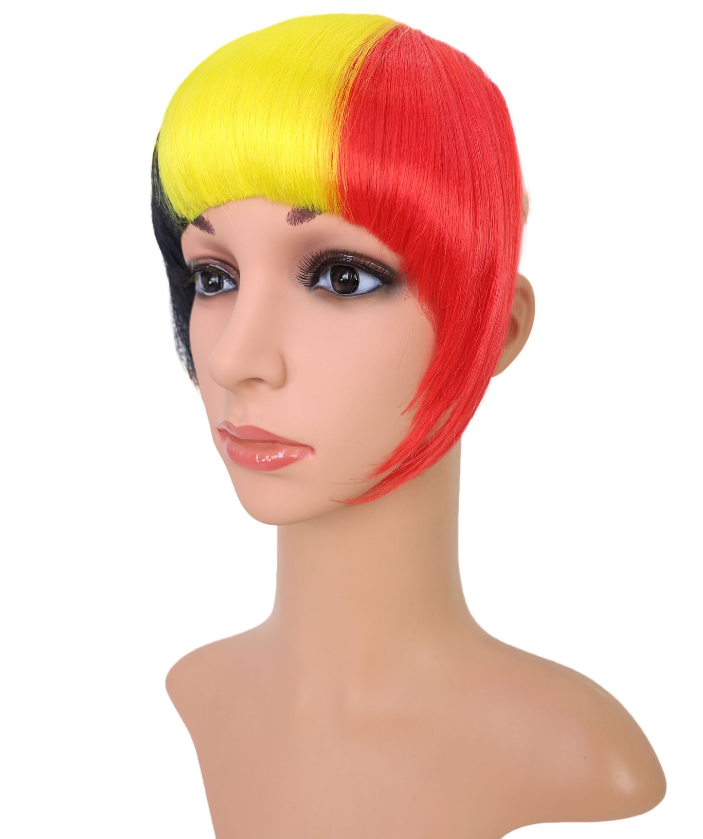 HPO Women's Short Straight Belgium Flag Wig – Tricolor Fringe Style | Ideal for Sports Fans & National Celebrations