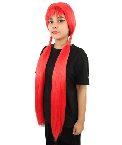 HPO Women's Extra Long Pigtail Wig | Multicolor Options | Floor Length Straight Twin Tails with Bangs, Heat Friendly Synthetic Fiber & Adjustable Cap | Halloween, Fairy Roleplay, Magical Girl Theme, Theater & Carnival