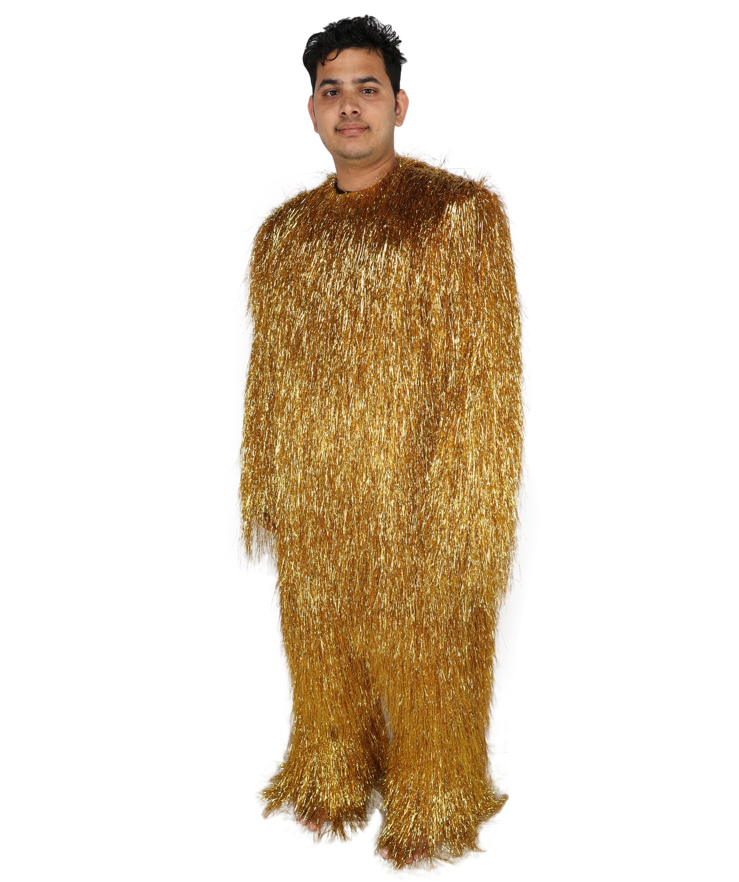 HPO Unisex Teen Extreme Tinsel Hairy Person Costume Bundle & Mask Set - Full-Body Tinsel Hair Suit Extra-Long Costume Wig for Halloween, Cosplay & Parties - Multiple Color Options