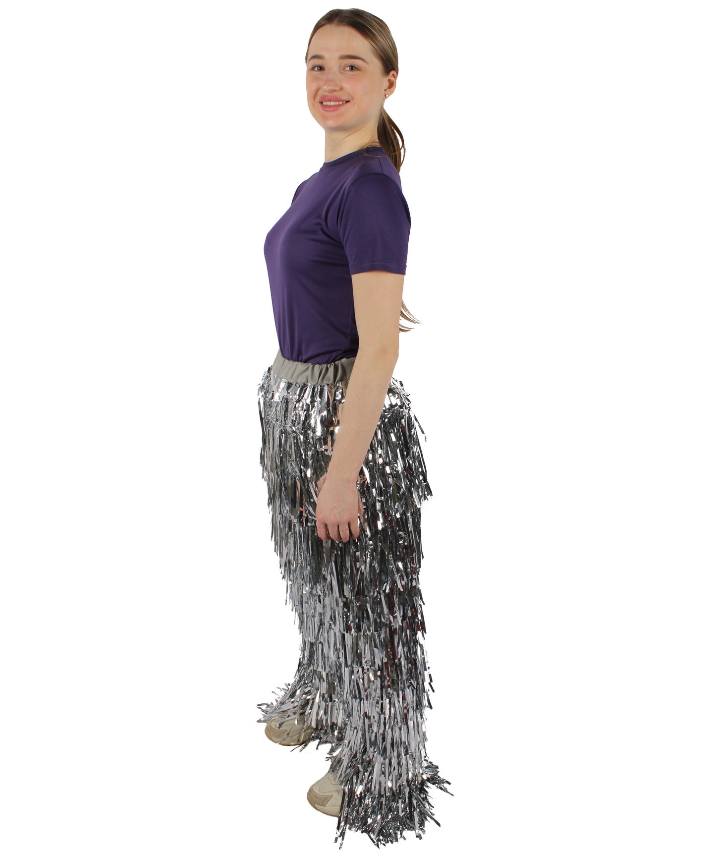 HPO Women's Fancy Metallic Tinsel Pant, Perfect for Halloween, Flame-retardant Tinsel Material