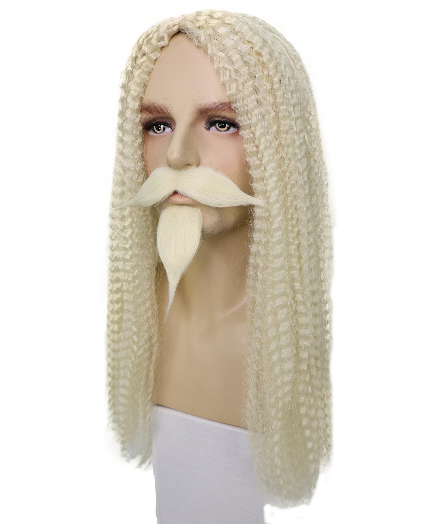 HPO Men's Curly Musketeer Wig Beard & Mustache Set | Multicolor Options | Halloween and Cosplay Wig | Flame-retardant Synthetic Fiber