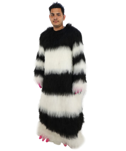 HPO Unisex Spiky Monster Headwear Costume Bundle & Mask Set | Pink spiked top with black and white striped body voluminous flame-retardant synthetic fiber mask construction | Party, Halloween, cosplay, theater, drag, performance, costume events