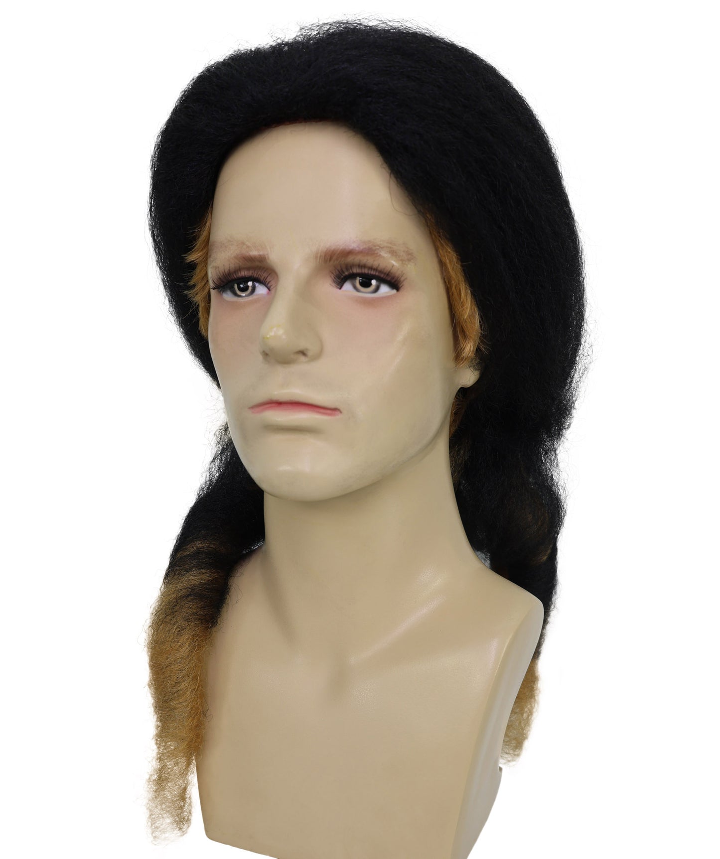 HPO Adult Men’s Short Teased Spiky Wig | Wild & Youthful Gold Blonde Mix Streaked Hairstyle for Costume Events