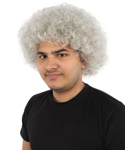 HPO Men's Multi-Color Options Curly Clown Wig | Flame-Retardant Synthetic Fiber and Standard Cap | Ideal for Parties, Cosplay, and Themed Events