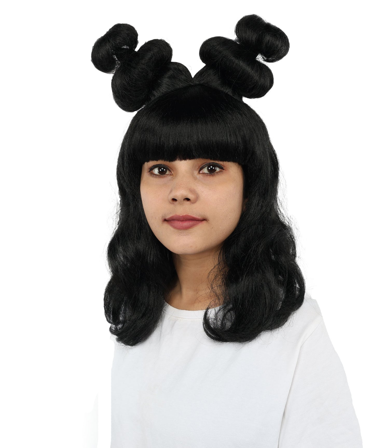 HPO Women's Black Enchanted Witch Wig | Long Wavy Halloween Hairpiece with Lightweight Adjustable Cap | Party, Stage & Roleplay