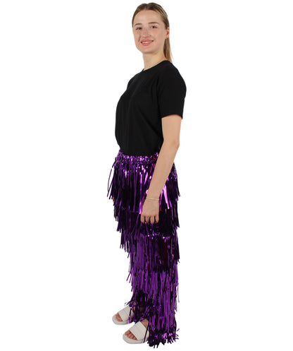 HPO Adult Women's Tinsel Fringed Tiered Multiple Color Options Trousers, Perfect for Halloween, Flame-retardant Synthetic Material