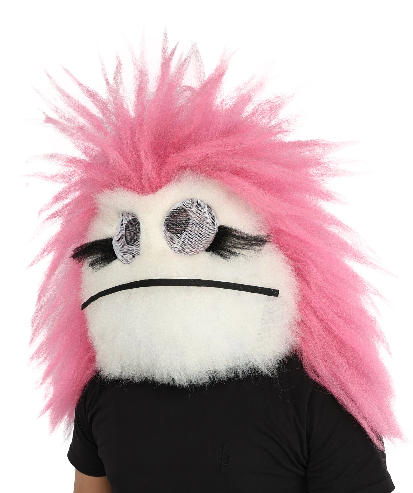 HPO Unisex Spiky Monster Headwear Costume Bundle & Mask Set | Pink spiked top with black and white striped body voluminous flame-retardant synthetic fiber mask construction | Party, Halloween, cosplay, theater, drag, performance, costume events