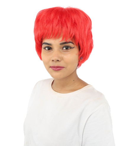 HPO Adult Women's Short Silver White Pixie Wig  | Edgy Layered Cut with Bangs | Synthetic Hair Wig for Stage Fashion, Cosplay, Halloween & Bold Party Looks