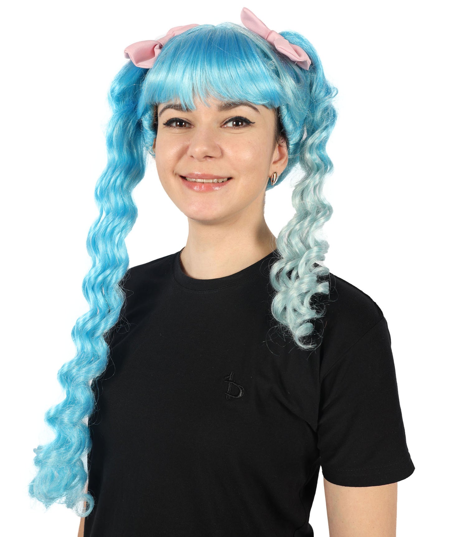 HPO Women's American Singer Long attractive Curly Wig With Bow | Halloween and Cosplay Wig | Flame-retardant Synthetic Fiber