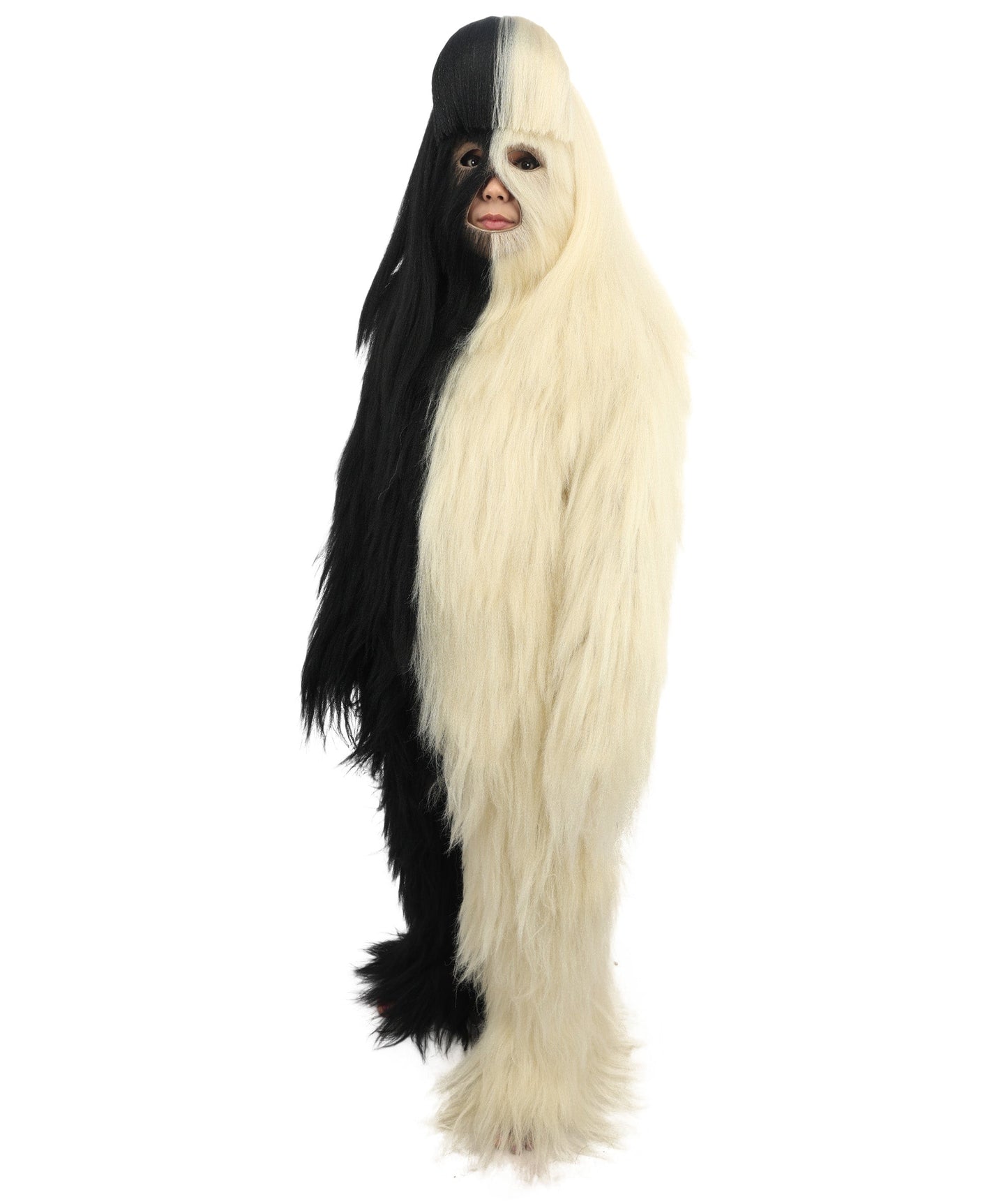 HPO Teen Extreme Hairy Person Two Part Costume, Mask and Bundle Set - Full-Body Hair Suit Extra-Long Costume Wig for Halloween, Cosplay & Parties - Multiple Color Options
