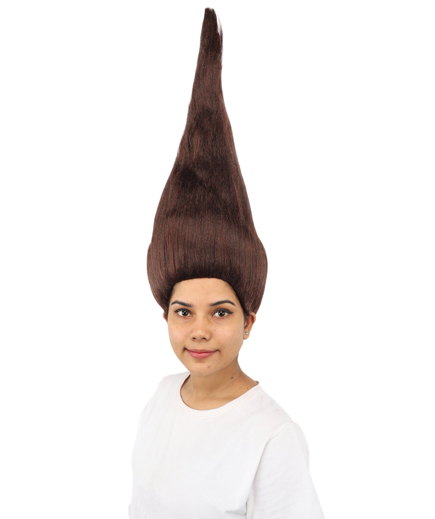 HPO Women's Tall Cone Wig | Solid dark hue, create of synthetic fiber, extremely tall smooth pointed texture, breathable base | Party, Halloween, theater, drag, performance, costume events