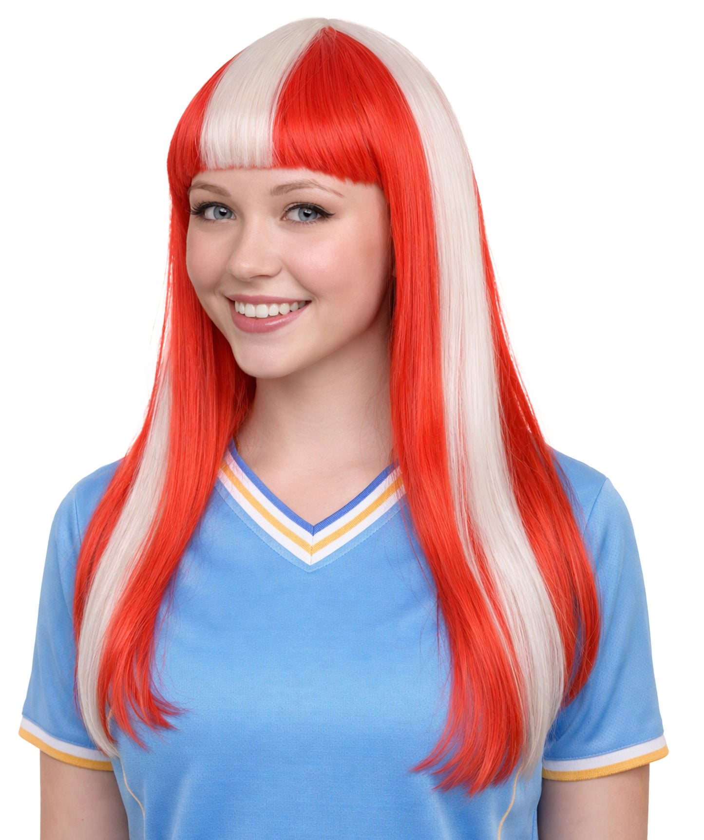 Denmark Flag Sport Party Long Bob Wig | National Pride Fancy  Halloween Wig | Premium Breathable Capless Cap