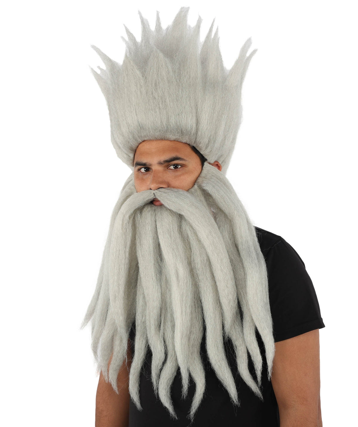 Wild Man Wig Beard & Mustache Set | Voluminous Multicolor Options Messy Hair with Matching Facial Hair, Synthetic Fiber & Breathable Cap | Halloween, Jungle Roleplay, Theater, Carnival & Costume Party