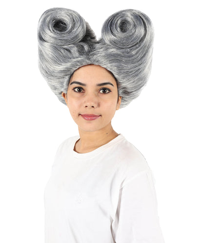 Women’s Supermodel Horn-shaped White Hair Updo Full Wig I Perfect for Halloween I Flame-retardant Synthetic Fiber
