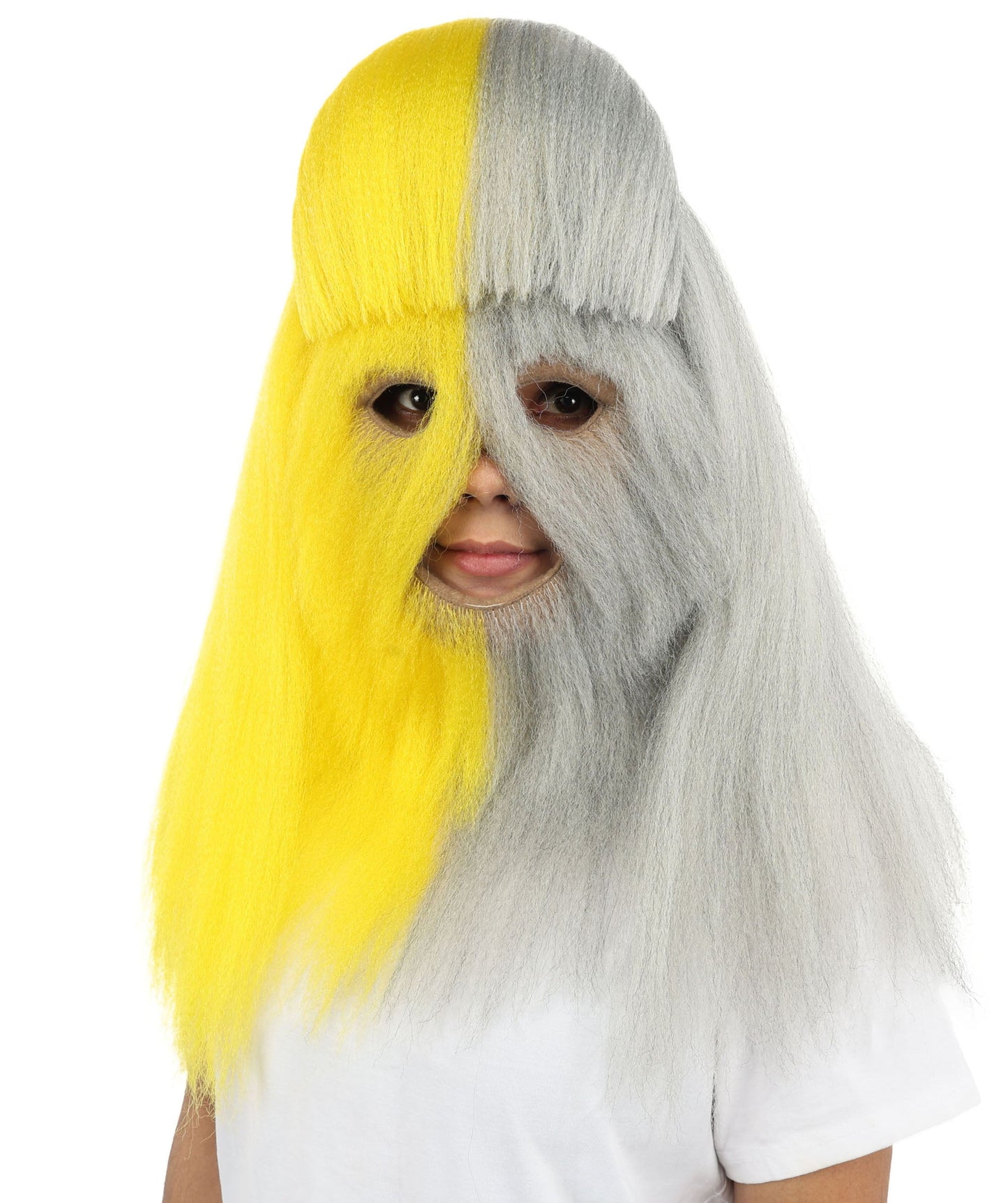 HPO Teen Extreme Hairy Person Two Part Costume, Mask and Bundle Set - Full-Body Hair Suit Extra-Long Costume Wig for Halloween, Cosplay & Parties - Multiple Color Options