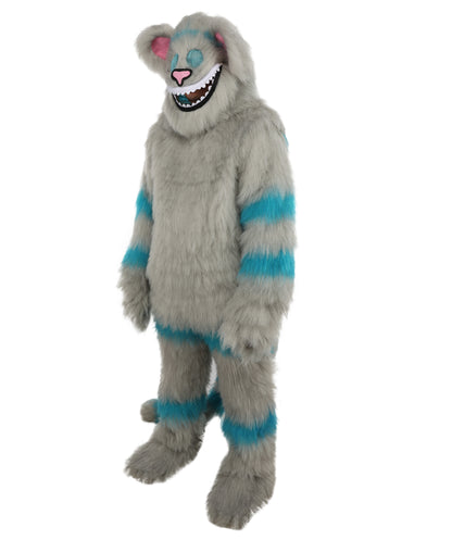 HPO Unisex Cat Mascot Aqua Blue & Ash Grey Animal Costume Bundle & Mask Set with Cap & Cloth – Striped Cartoon Character Body Suit | Outfit for Cosplay & Parties