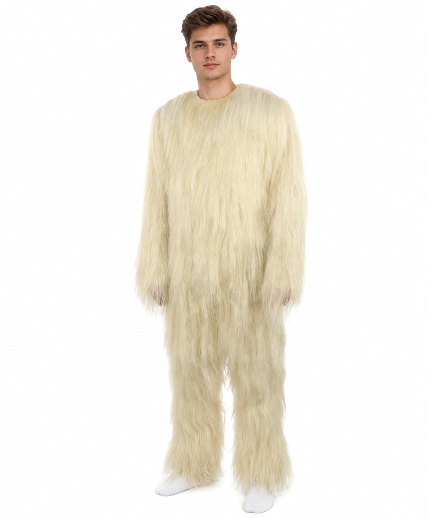 HPO Unisex Extreme Hairy Person Costume, Mask and Bundle - Full-Body Hair Suit Extra-Long Ash Brown Costume Wig for Halloween, Cosplay & Parties