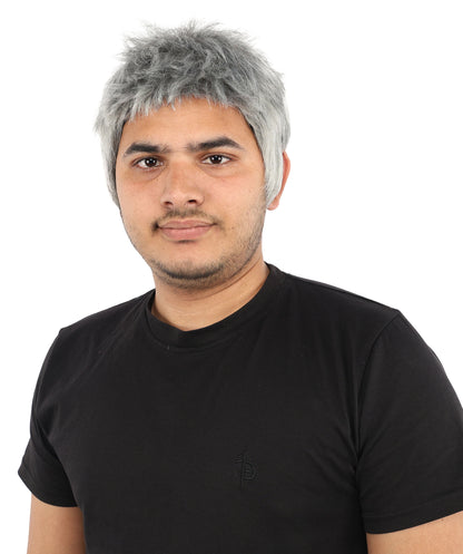 HPO Men's Short Textured Mens Wig | 10 Inch Grey Straight Layered Capless Design | Party Halloween Cosplay Theater Drag Performance Costume Events