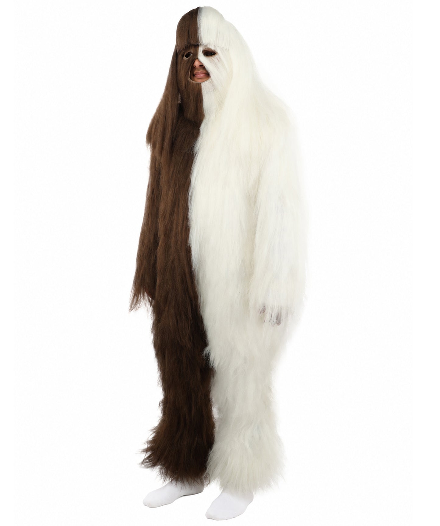 HPO  Extreme Hairy Person Two Part Costume, Mask and Bundle Set - Full-Body Hair Suit Extra-Long Costume Wig for Halloween, Cosplay & Parties - Multiple Color Options