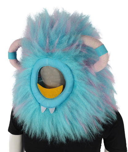 HPO Unisex Furry Blue Monster Plush Costume Set – Head Mask & Full Suit| Perfect for Halloween| Flame-retardant Synthetic Fabric
