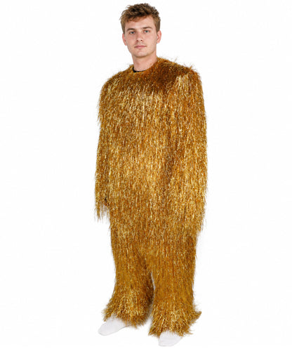 HPO UnisexTinsel Hairy Costume, Bundle & Mask Set | Full-Body Suit & Matching Mask | Long Hair Funny Costume for Halloween, Performers, Cosplay & Mascots | Multicolor Options