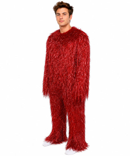 HPO UnisexTinsel Hairy Costume, Bundle & Mask Set | Full-Body Suit & Matching Mask | Long Hair Funny Costume for Halloween, Performers, Cosplay & Mascots | Multicolor Options